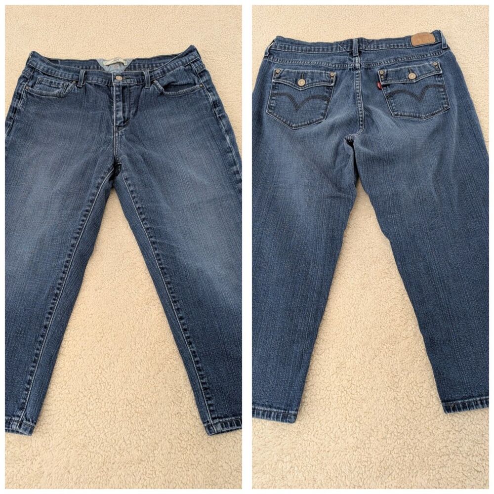 Levis Jeans Womens Capri 12 Mid Rise Flap Pockets Stretch Festival Comfort Wear